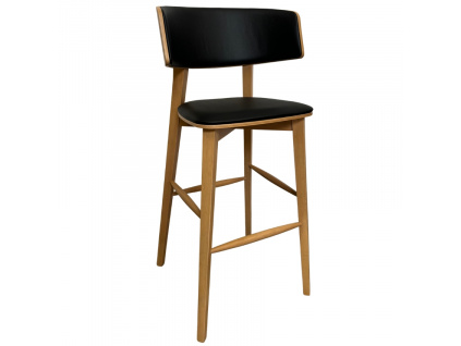 Černá koženková barová židle NORA 76 cm