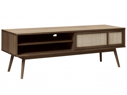 Tmavě hnědý dubový TV stolek Unique Furniture Barrali 150 x 45 cm