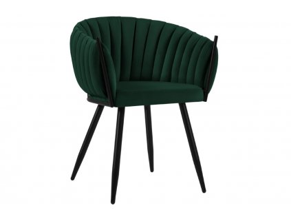 Lahvově zelená sametová jídelní židle MICADONI Levin