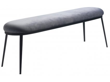 Šedá sametová lavice Unique Furniture Gain 140 cm