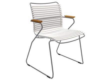 Bílá plastová zahradní židle HOUE Click s područkami