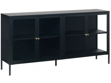 Černá kovová vitrína Unique Furniture Carmel 85 x 170 cm