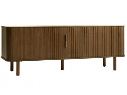 Hnědý dubový TV stolek Unque Furniture Cavo 160 x 40 cm