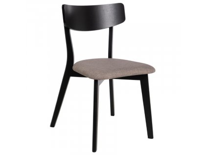 Černá dřevěná jídelní židle Somcasa Keira s béžovým sedákem