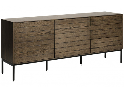 Tmavě hnědá dubová komoda Unique Furniture Modica 180 x 45 cm