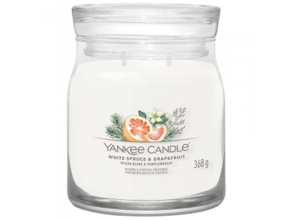 Střední vonná svíčka Yankee Candle White Spruce & Grapefruit Signature