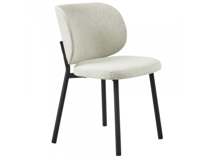 Bílá bouclé jídelní židle Unique Furniture Swan