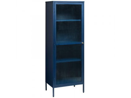 Modrá vitrína kovová Unique Furniture Bronco 160 x 58 cm