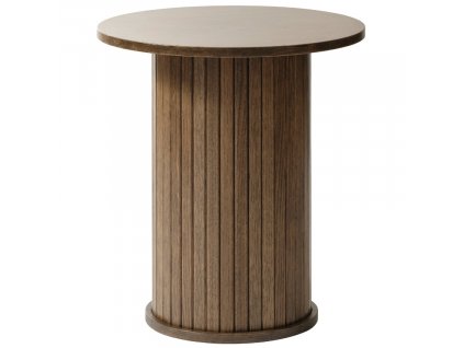 Tmavě hnědý dubový odkládací stolek Unique Furniture Nola 50 cm