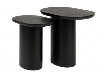 Set dvou černých dřevěných odkládacích stolků WLL BELA