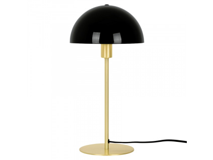 Černá kovová stolní lampa Ellen s mosaznou podstavou