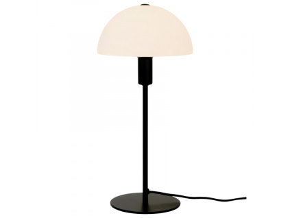 Opálově bílá skleněná stolní lampa Ellen s černou podstavou