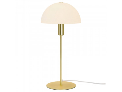 Opálově bílá skleněná stolní lampa Ellen s mosaznou podstavou