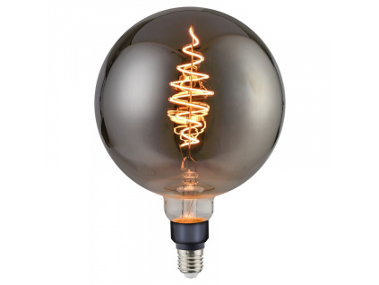 Kouřově šedá dekorativní stmívatelná LED žárovka Spiral Deco Globe E27 8,5W