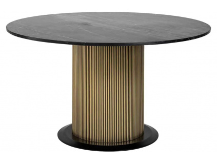 Černý kulatý mramorový jídelní stůl Richmond Ironville 140 cm