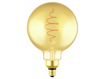 Žlutá dekorativní stmívatelná LED žárovka Spiral Deco Globe E27 7W