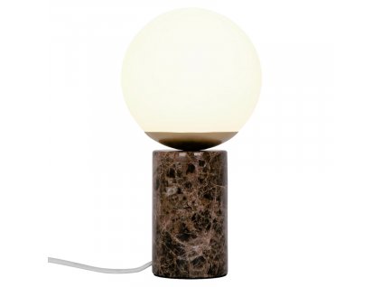 Opálově bílá skleněná stolní lampa Lilly s hnědou podstavou