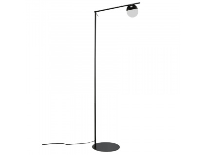 Opálově bílá skleněná stojací lampa Contina s černou podstavou 139 cm