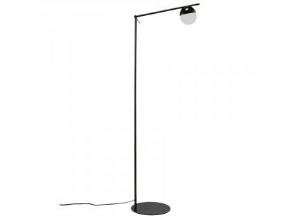 Opálově bílá skleněná stojací lampa Contina s černou podstavou 139 cm