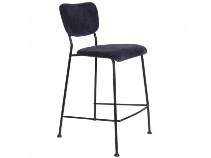 Tmavě modrá manšestrová barová židle ZUIVER BENSON 64,5 cm