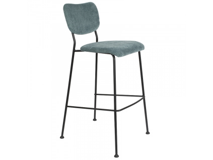 Šedo-modrá manšestrová barová židle ZUIVER BENSON 75,5 cm