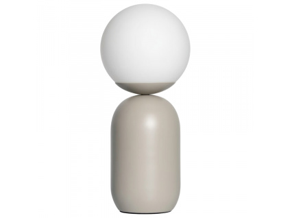Opálově bílá skleněná stolní lampa Notti s béžovou podstavou