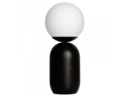 Opálově bílá skleněná stolní lampa Notti s černou podstavou