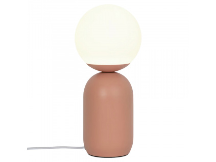Opálově bílá skleněná stolní lampa Notti s oranžovou podstavou