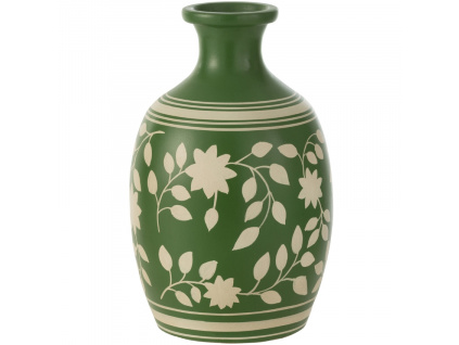 Zelená keramická váza J-Line Floryn 38 cm