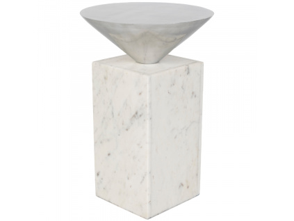 Bílý mramorový odkládací stolek ZUIVER PRIDE 30 cm