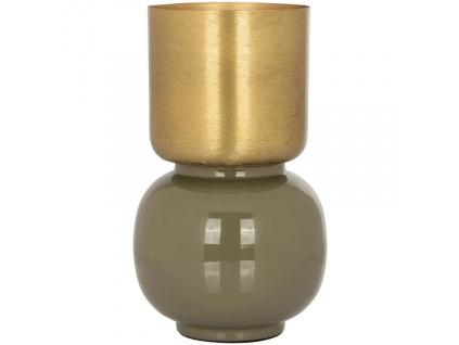 Zlato-zelená kovová váza Richmond Clover 18,5 cm