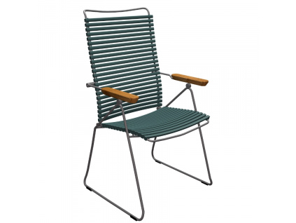 Tmavě zelená plastová polohovací zahradní židle HOUE Click