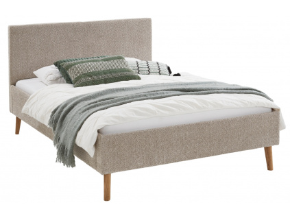 Béžová čalouněná dvoulůžková postel Meise Möbel Kreta 180 x 200 cm