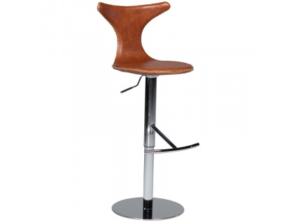 Hnědá kožená barová židle DAN-FORM Dolphin 53-80 cm
