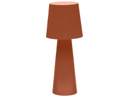 Terakotově červená kovová zahradní stolní LED lampa Kave Home Arenys M