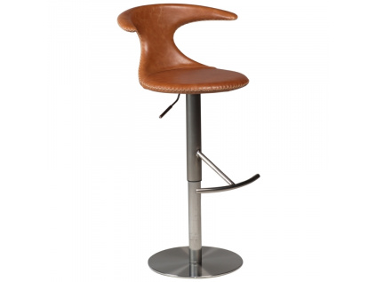Hnědá kožená barová židle DAN-FORM Flair 50-75 cm