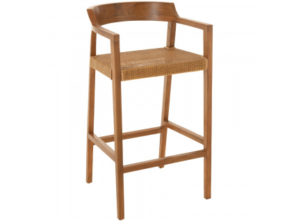 Hnědá teaková barová židle J-line Talya 78 cm