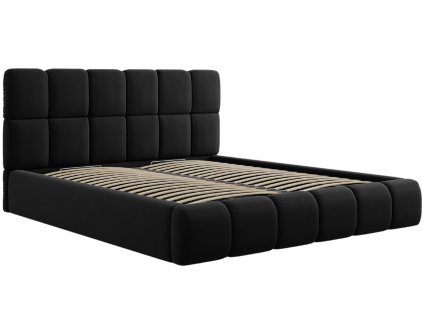 Černá sametová dvoulůžková postel MICADONI Bellish 180 x 220 cm