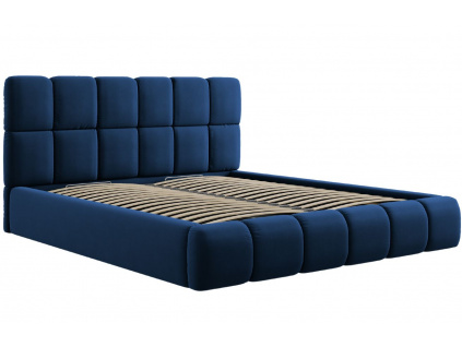 Královsky modrá sametová dvoulůžková postel MICADONI Bellish 180 x 220 cm