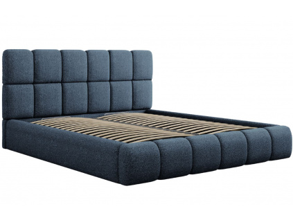 Modrá čalouněná dvoulůžková postel MICADONI Bellis 160 x 200 cm