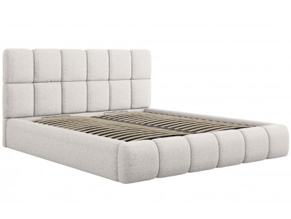 Světle šedá čalouněná dvoulůžková postel MICADONI Bellis 200 x 200 cm