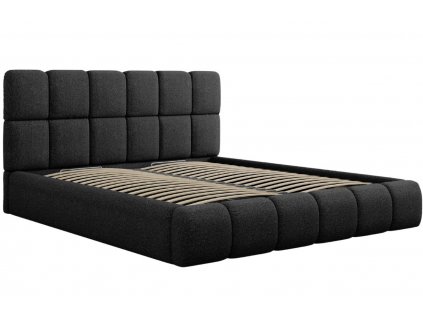 Černá čalouněná dvoulůžková postel MICADONI Bellis 200 x 200 cm