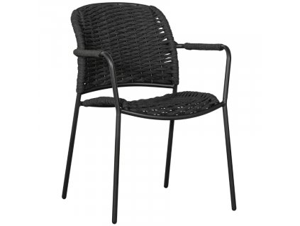 Černá hliníková zahradní židle Tiga s područkami