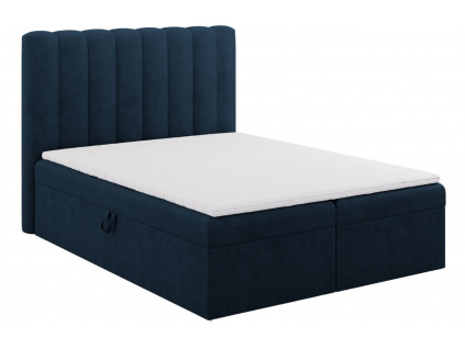 Královsky modrá čalouněná dvoulůžková postel MICADONI Kelp 160 x 200 cm
