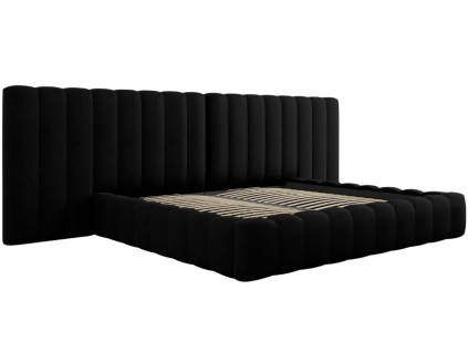 Černá čalouněná dvoulůžková postel MICADONI Kelp 200 x 200 cm