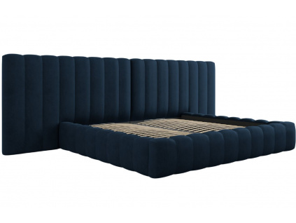 Královsky modrá čalouněná dvoulůžková postel MICADONI Kelp 200 x 200 cm