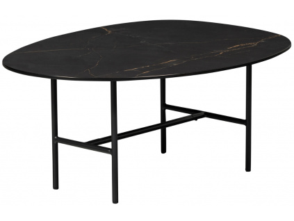 Černý konferenční stolek Vayen 80 x 60 cm s mramorovým dekorem
