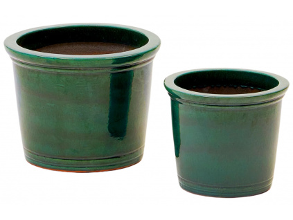 Set dvou zelených zahradních keramických květináčů Kave Home Presili