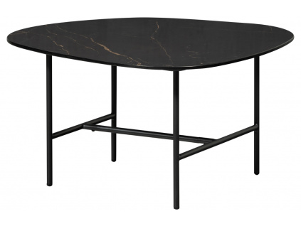 Černý konferenční stolek Vayen 70 x 70 cm s mramorovým dekorem