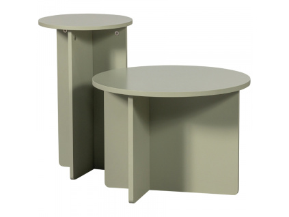 Set dvou zelených lakovaných odkládacích stolků Remy 30/48 cm